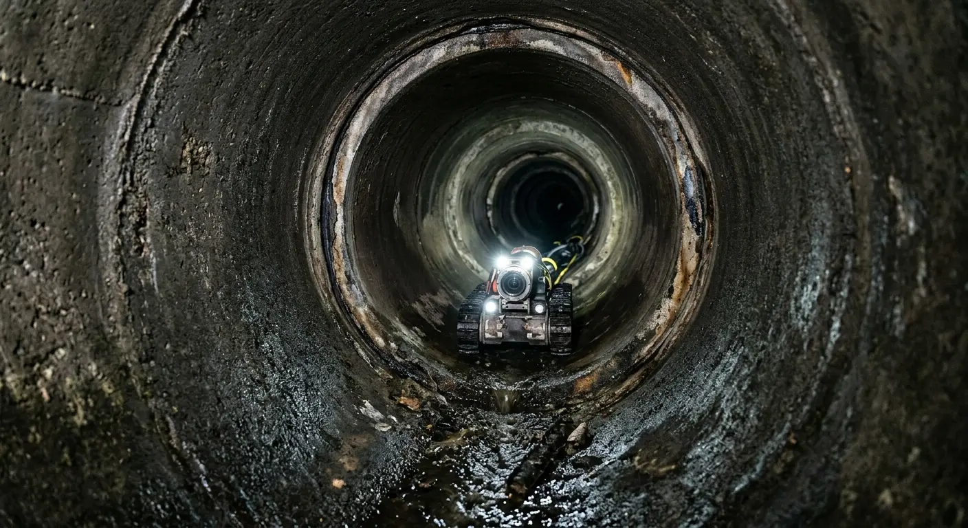 Robotic sewer camera inspecting pipe interior for Sewer Line Cleaning in Pinson